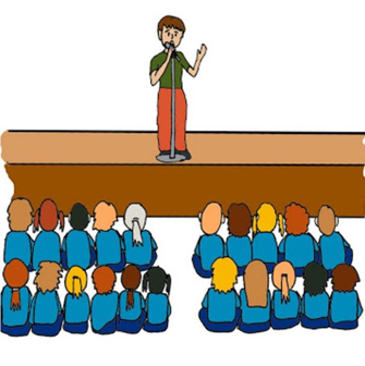An image depicts a student on stage speaking to an audience, relating to the K-2 Assembly on 29 August 2025 at 9:15am, where students will receive merit and PBL awards in a celebration of their achievements.